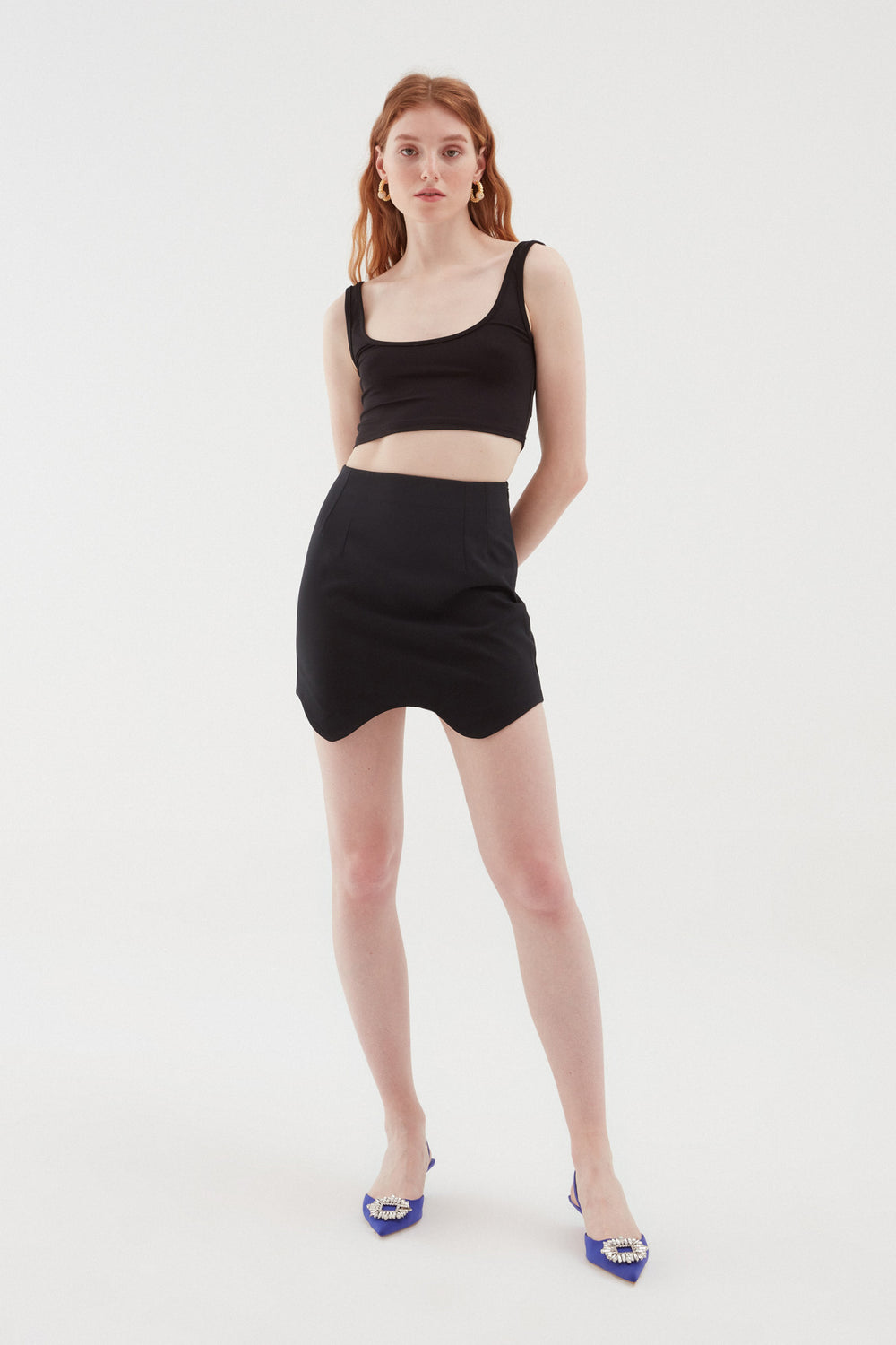 Asymmetric Mini Skirt Black