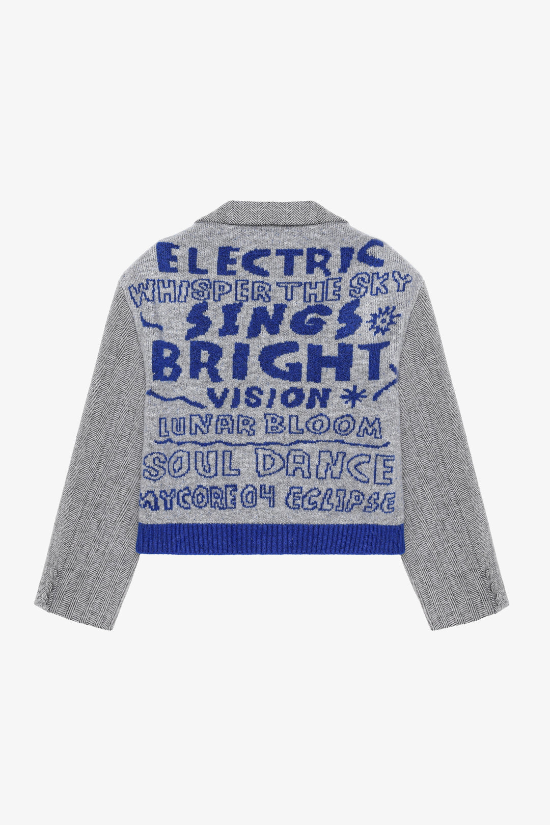 Triko Garnili Balıksırtı Blazer Ceket Gri