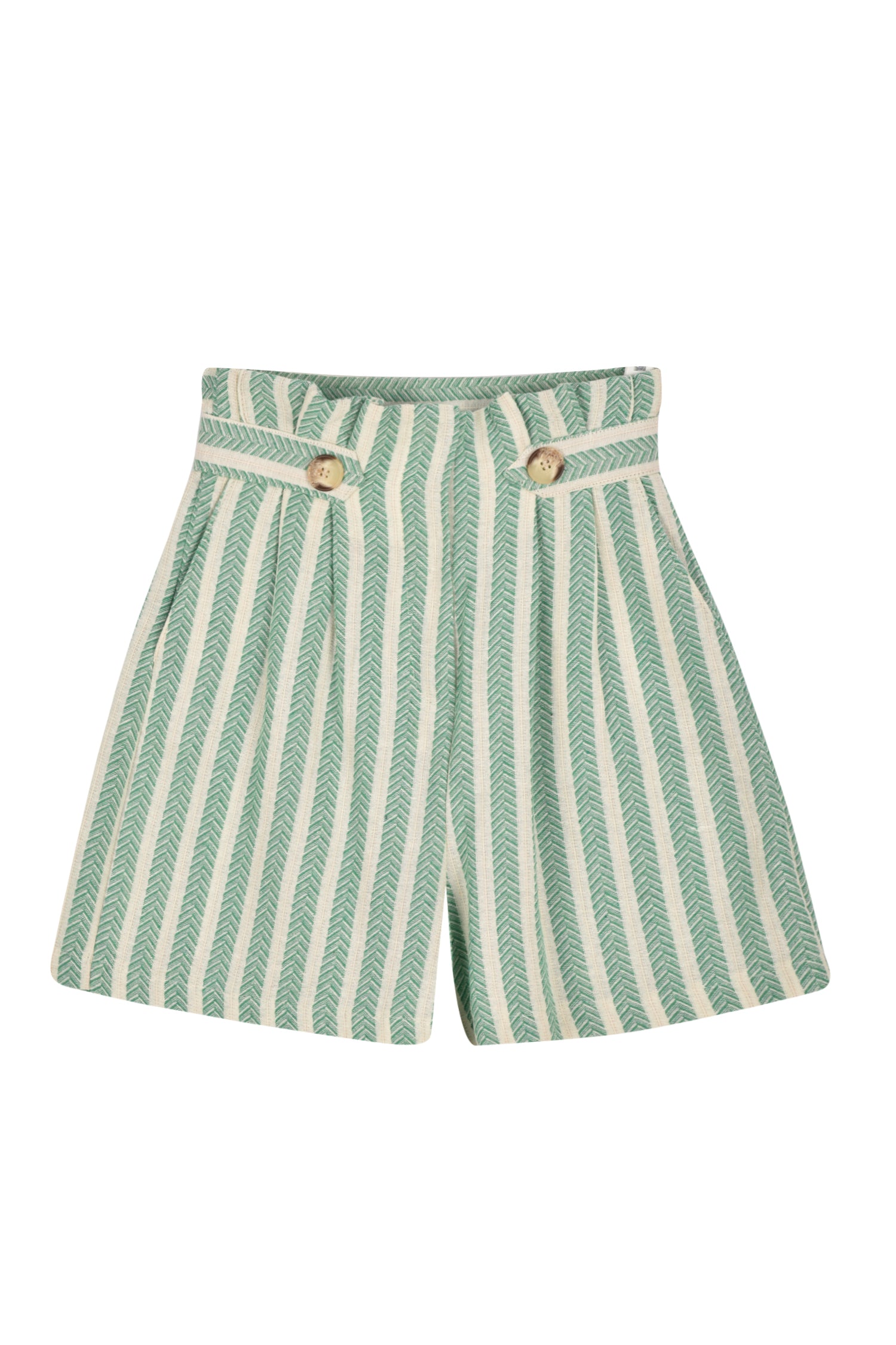 Button Detailed Mini Shorts Green