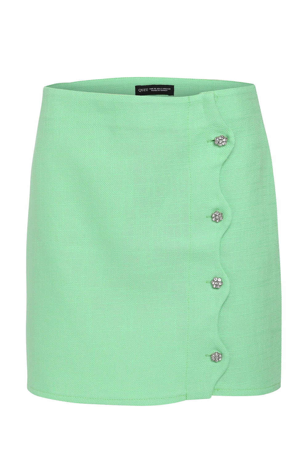 Stone Detailed Mini Skirt Green