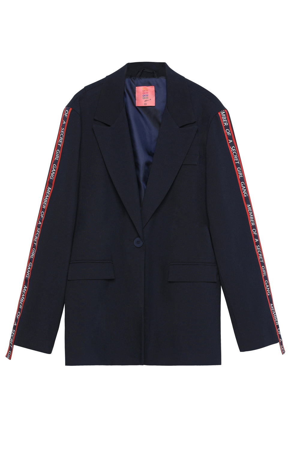 Şerit Detaylı Blazer Ceket Lacivert