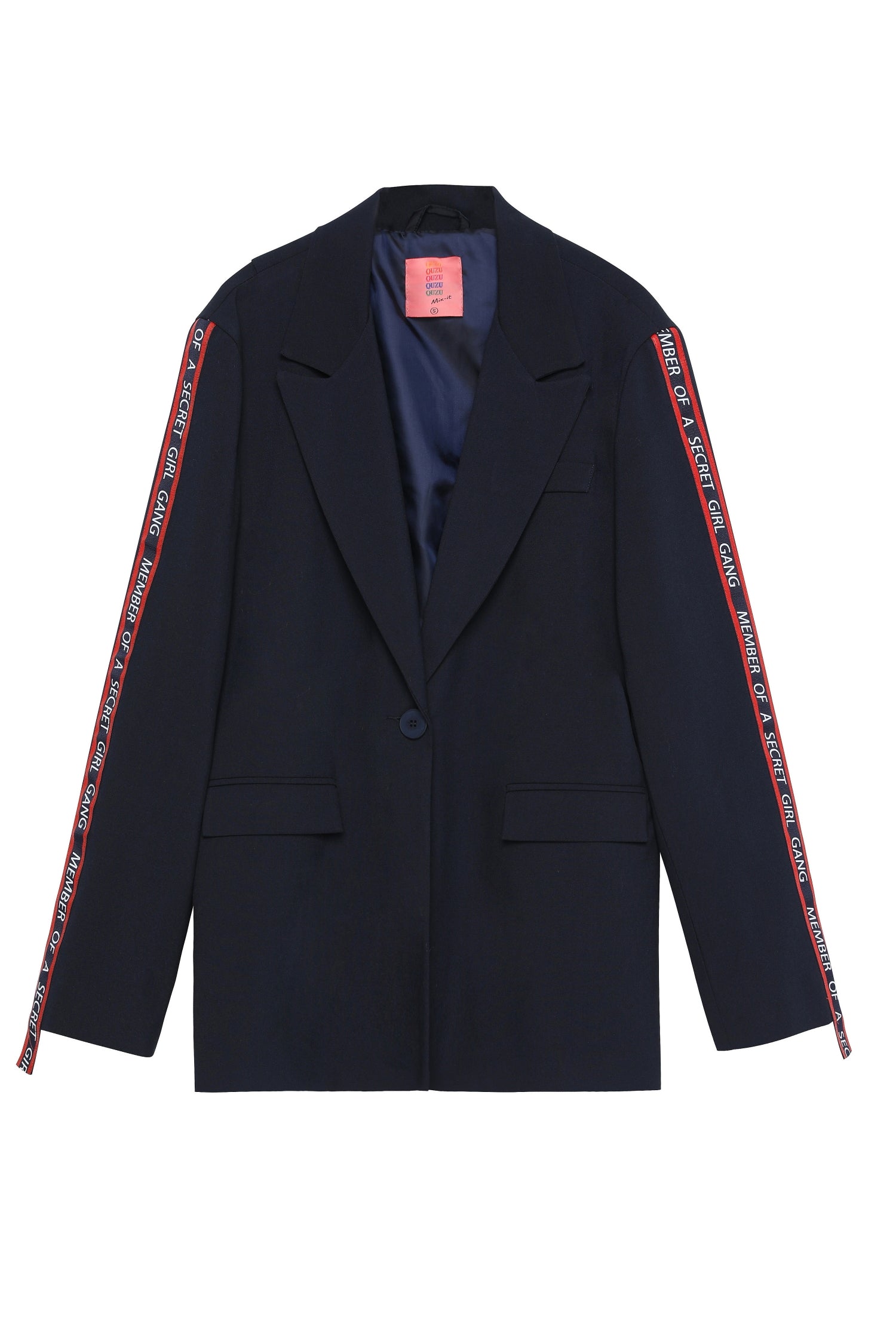 Stripe Detailed Blazer Jacket Navy Blue