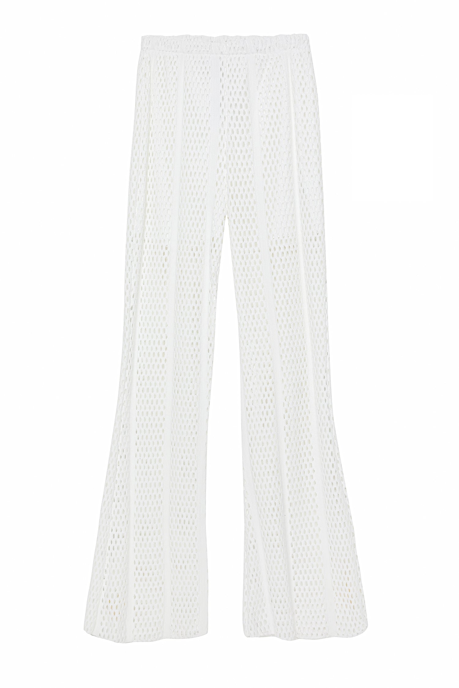 Openwork Detailed High Waist Trousers Ecru