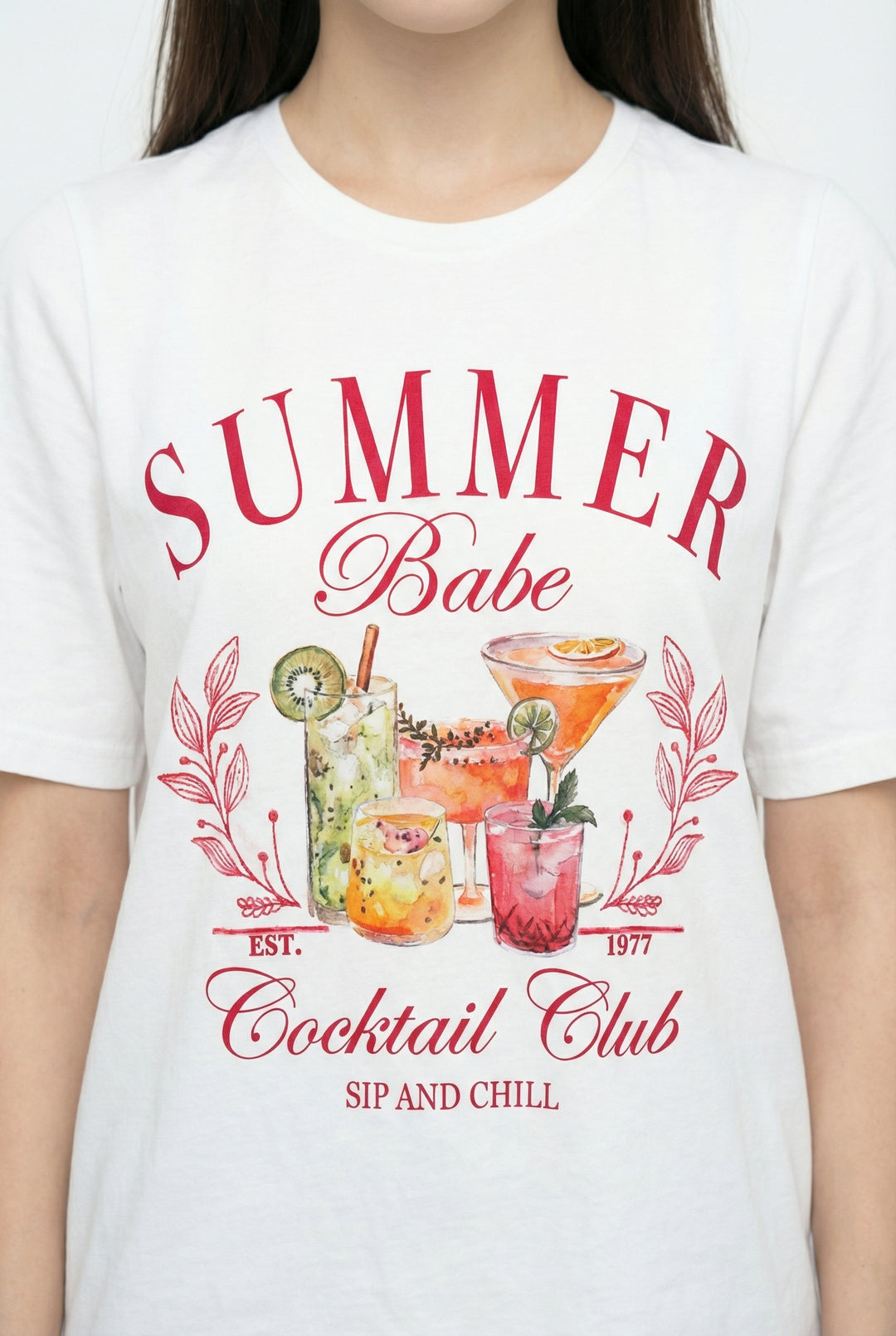 Summer Babe Baskılı Oversize Tişört Ekru