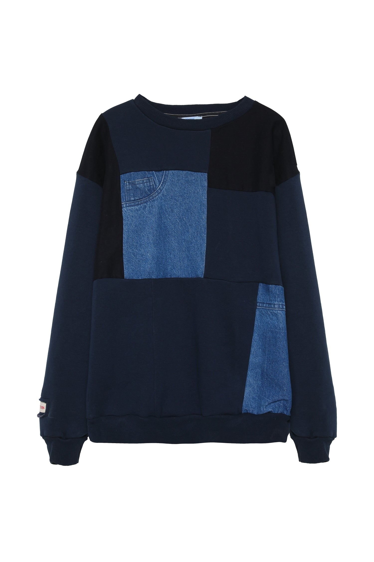 Denim Blok Detaylı Sweatshirt Lacivert