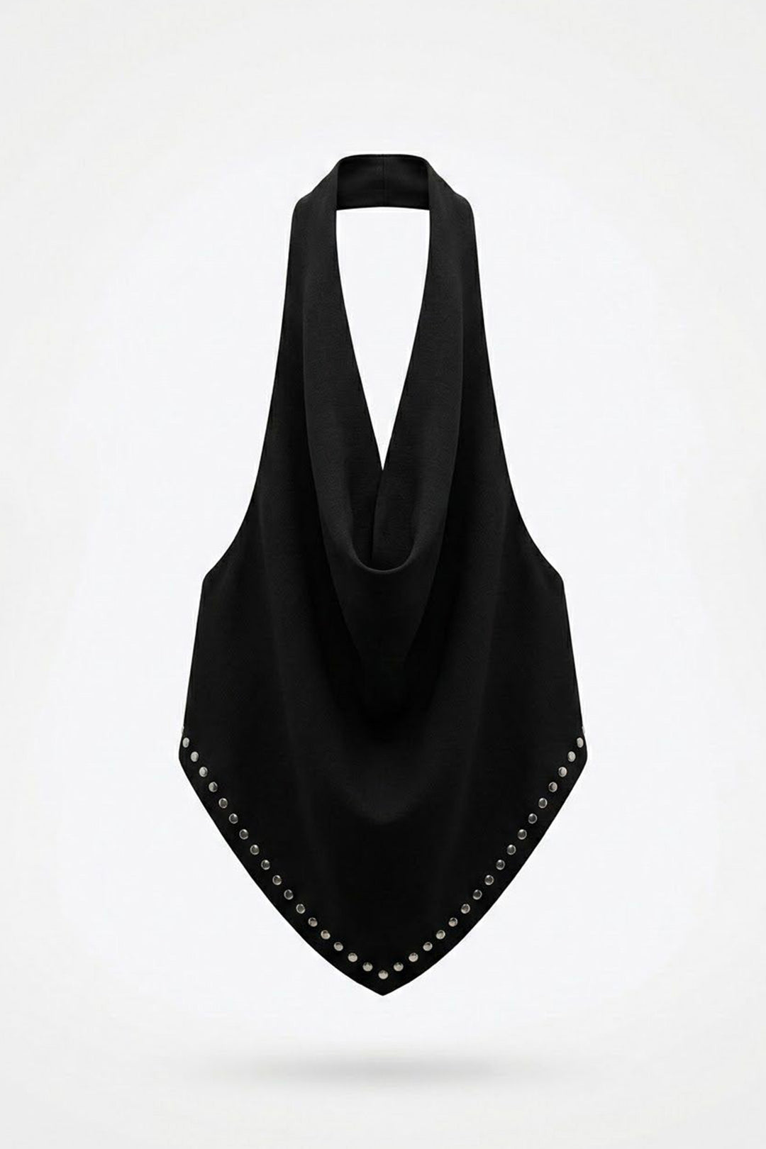 Degaje Yaka Boyundan Bağlamalı Crop Bluz Siyah