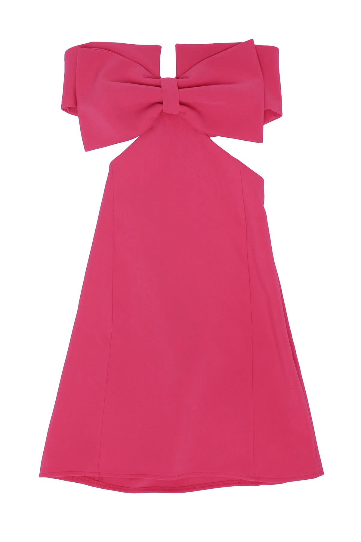 Bow Detailed Cut Out Mini Dress Fuchsia