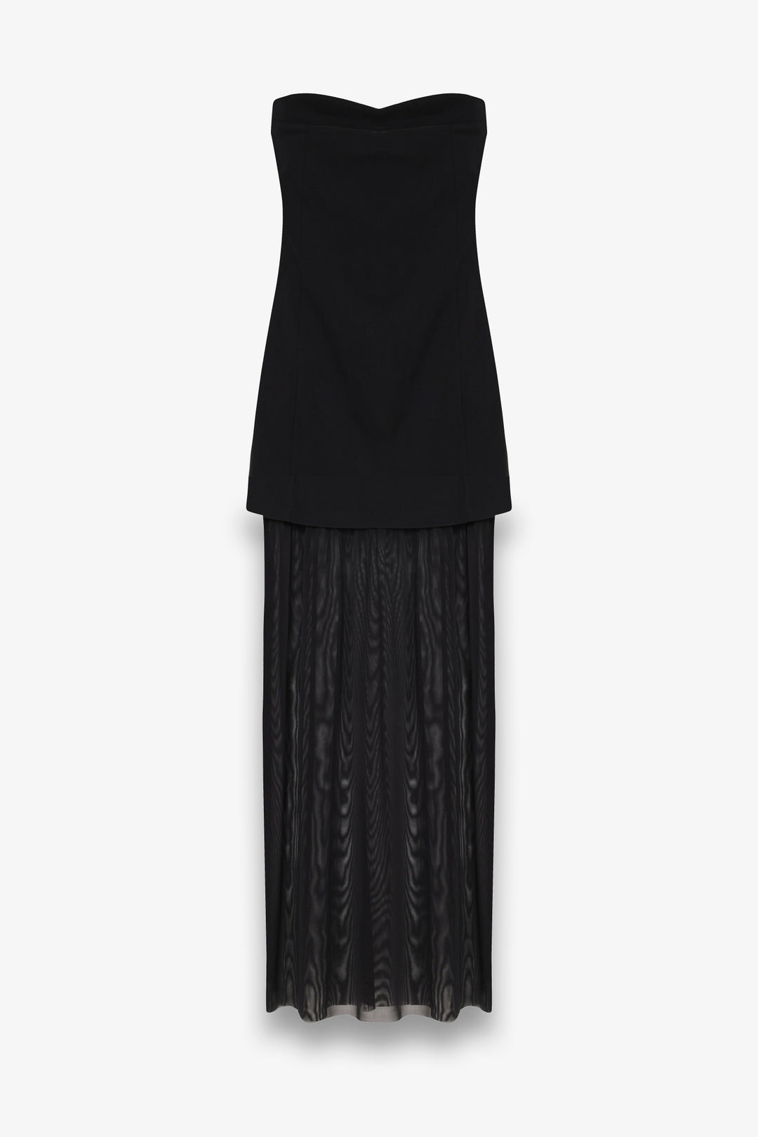 Straplez Kombine Midi Elbise Siyah