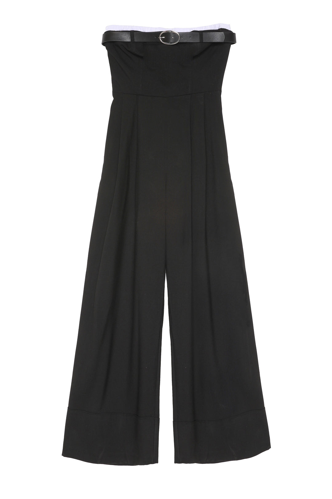 Kemer Aksesuarlı Straplez Uzun Tulum Siyah