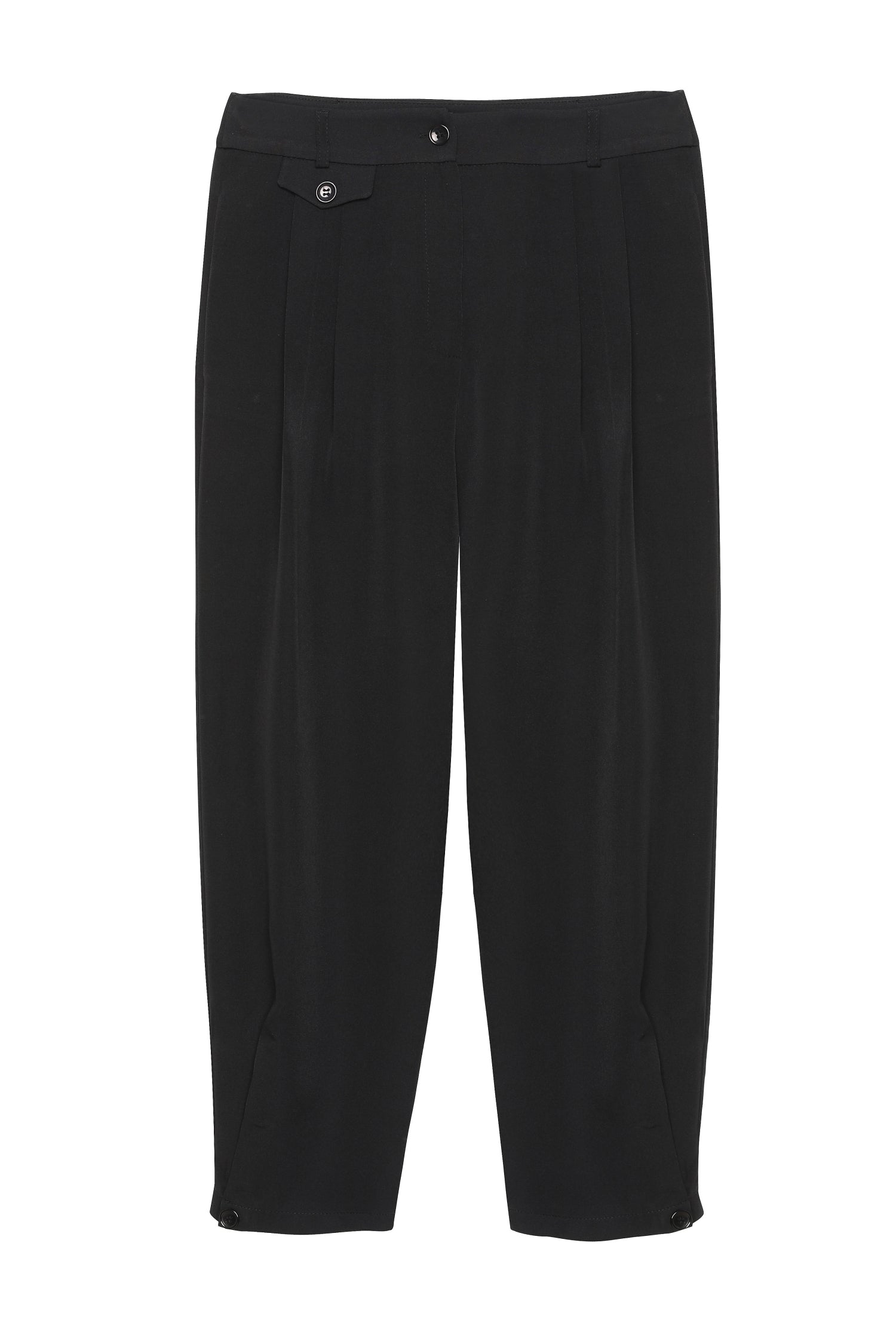 Button Detailed High Waist Trousers Black