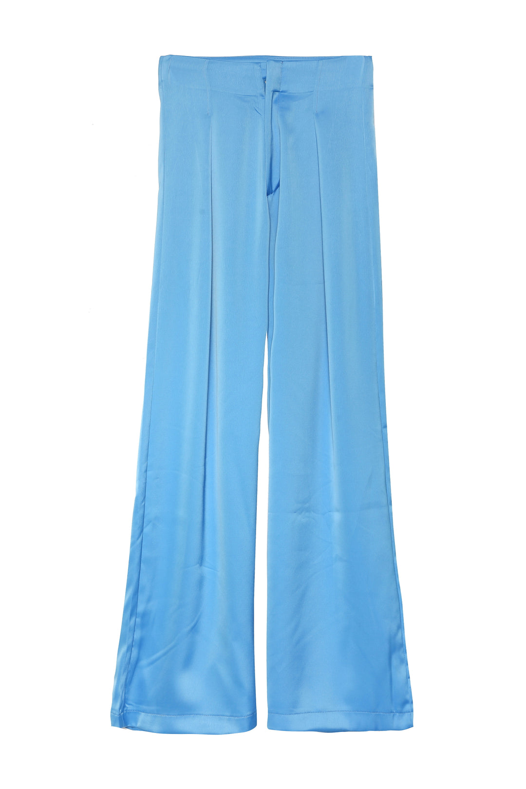 High Waist Satin Wide Leg Trousers Blue