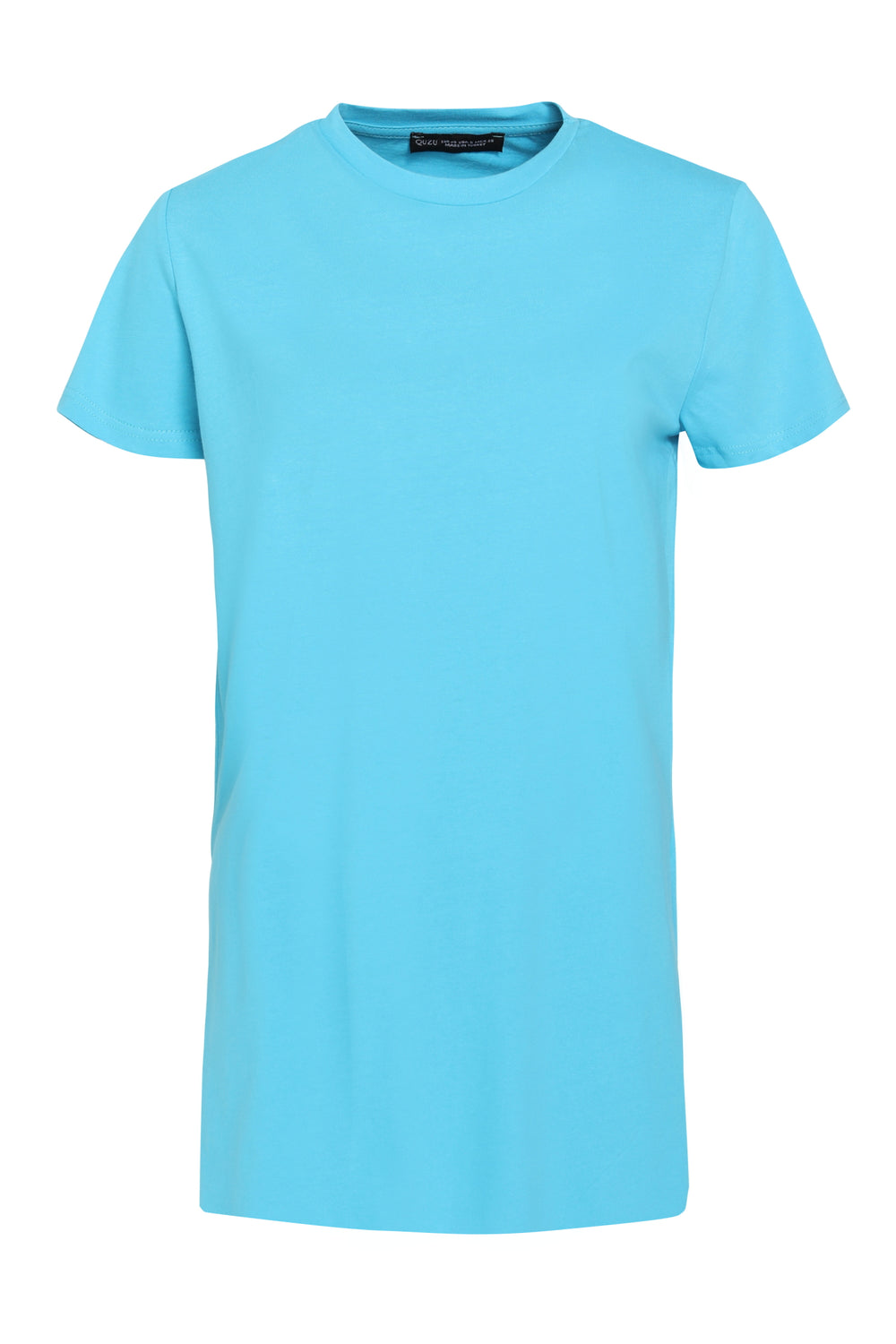 Crew Neck Slit T-Shirt Turquoise