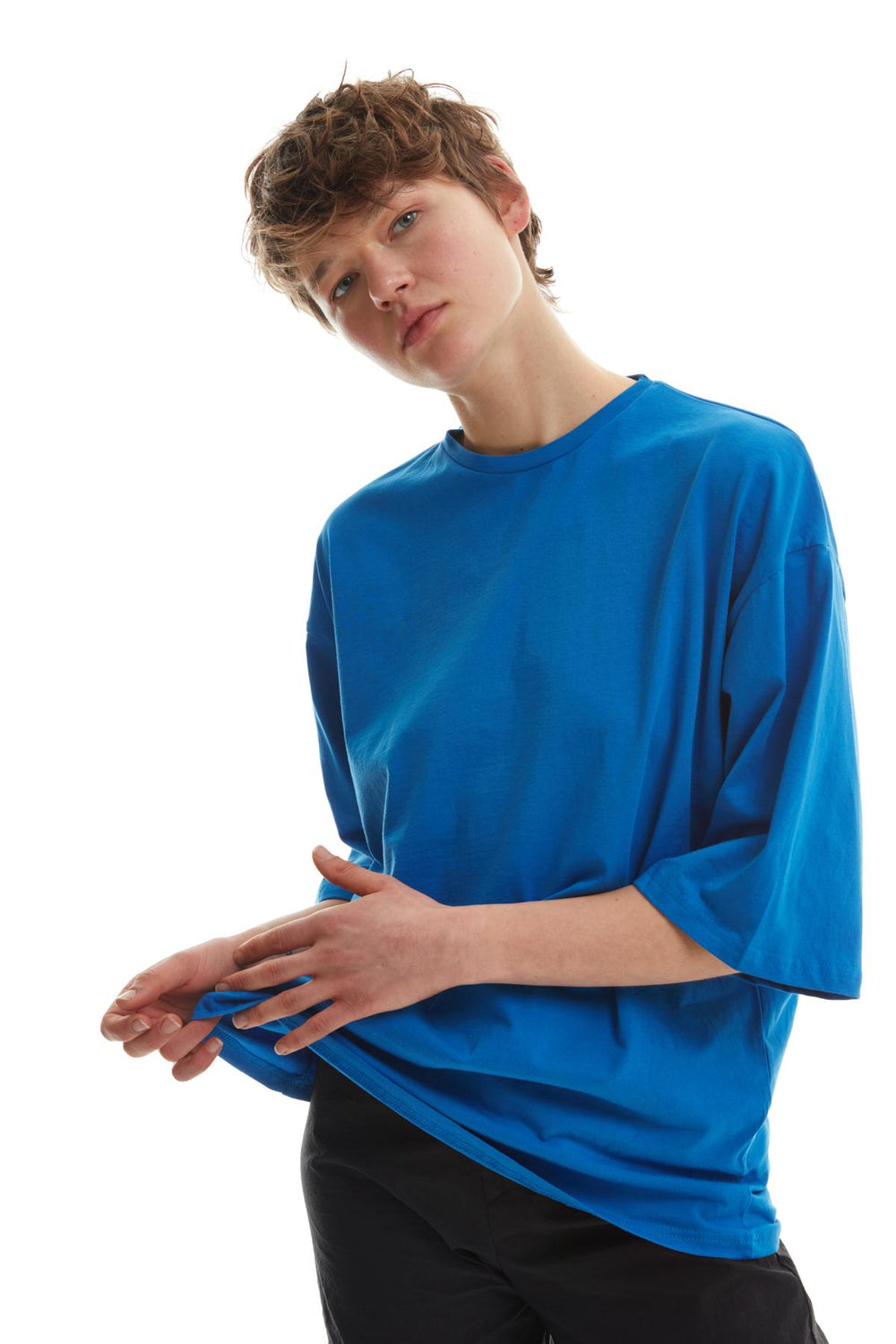 Trojan Sleeve Basic Oversize T-Shirt Sax