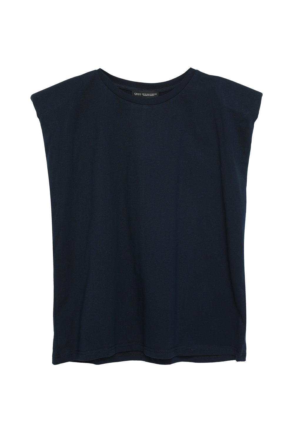 Padded Sleeveless Basic T-Shirt Navy Blue