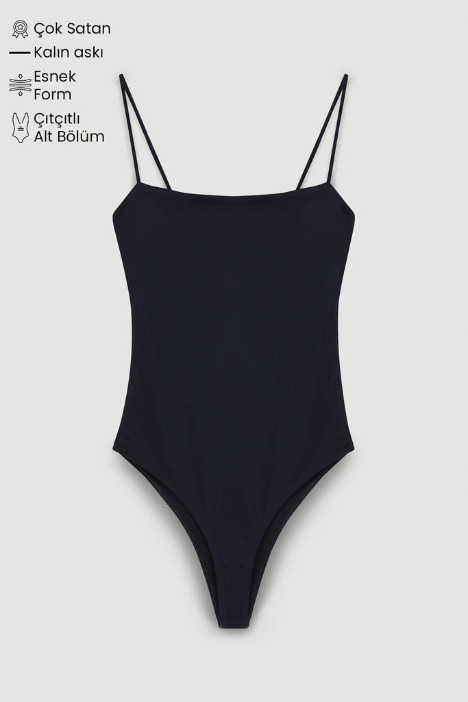 Askılı Bodysuit Siyah