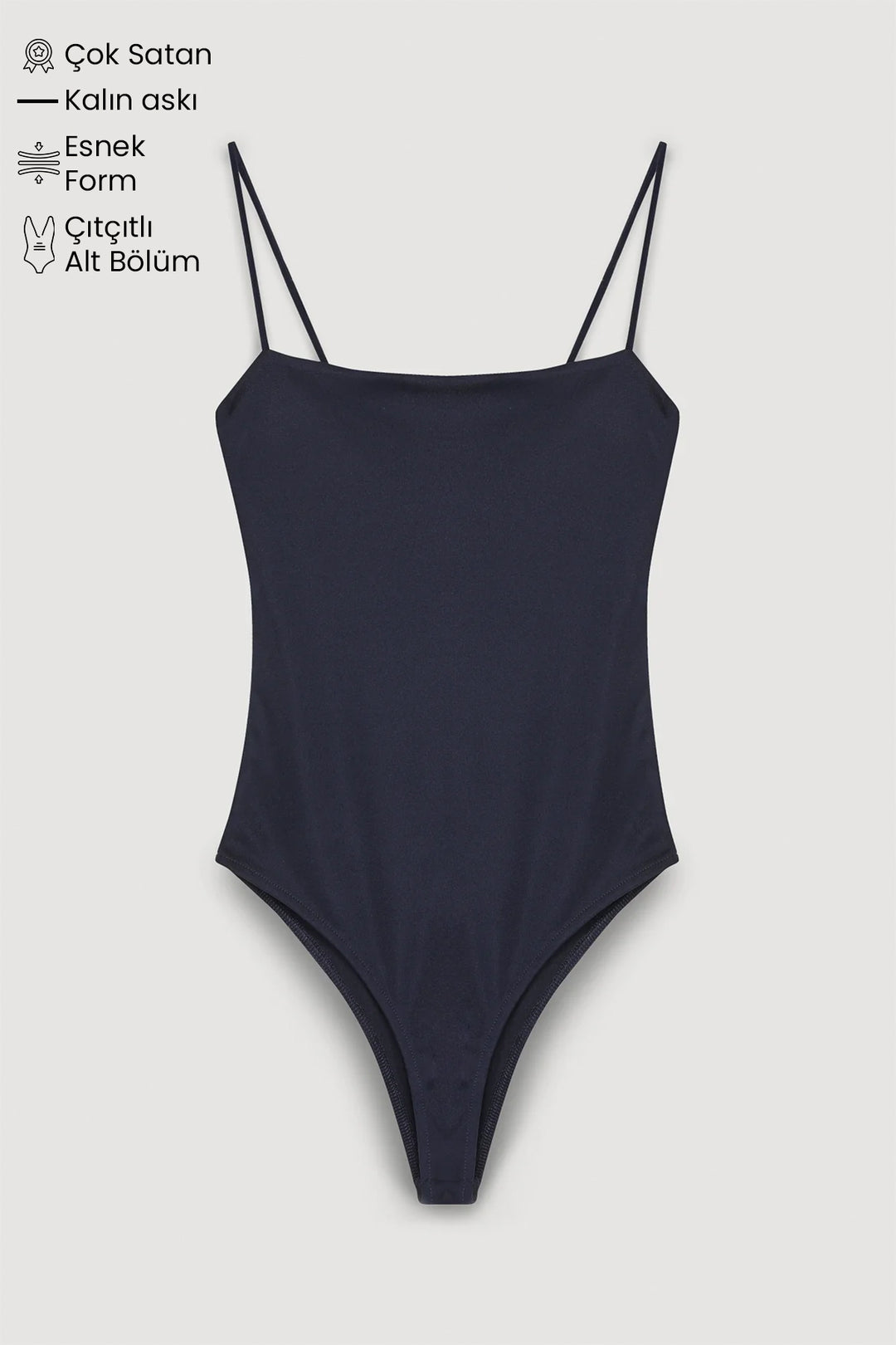 Askılı Bodysuit Lacivert