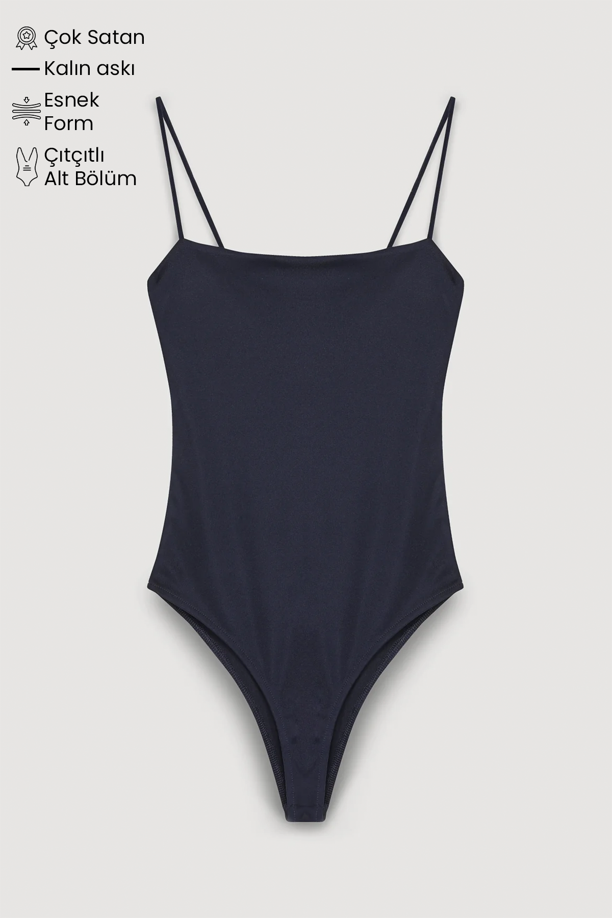 Askılı Bodysuit Lacivert
