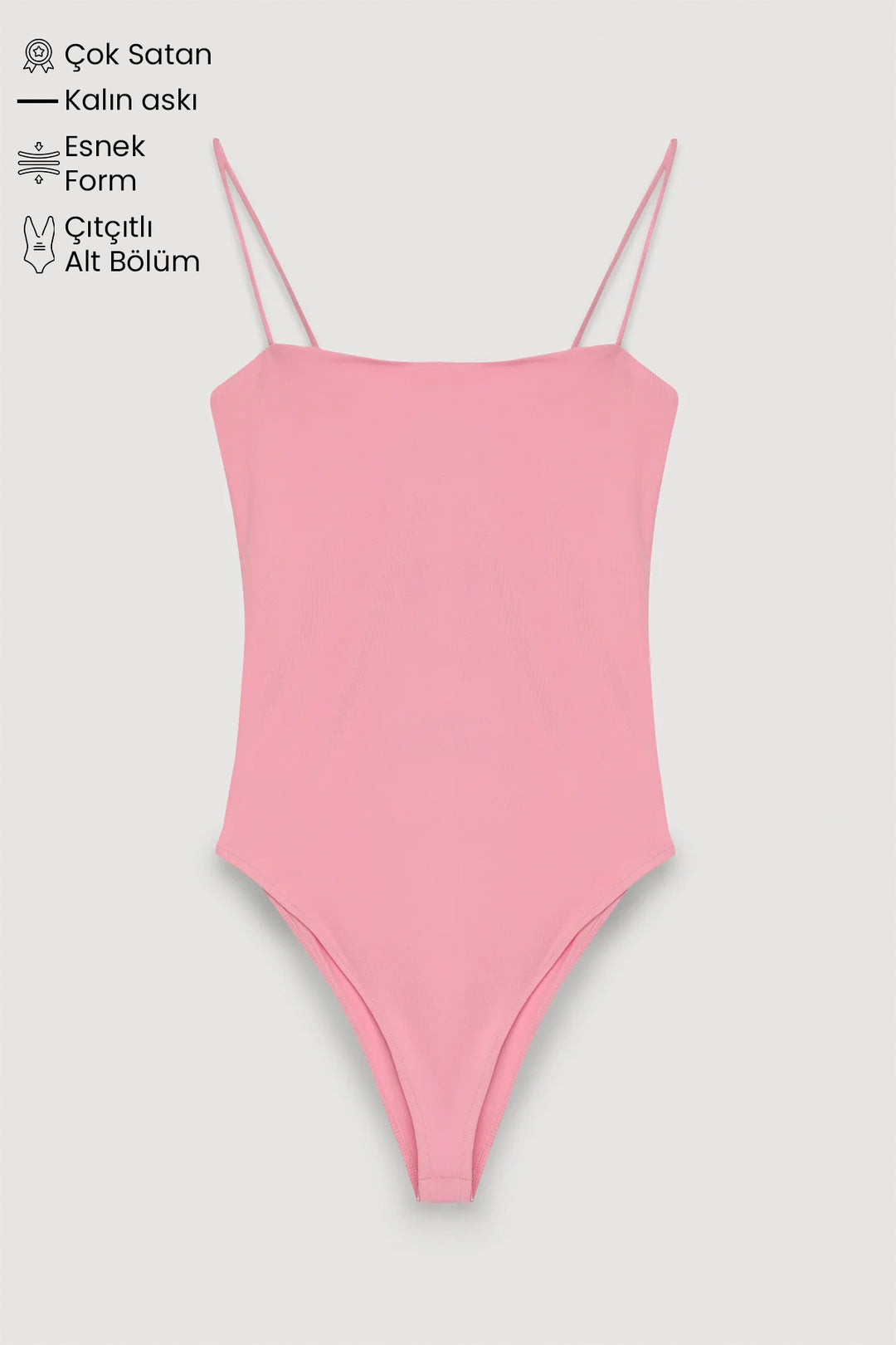 Askılı Bodysuit Pembe