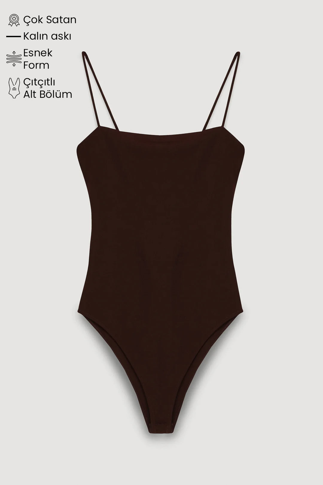 Thin Strap Bodysuit Dark Brown