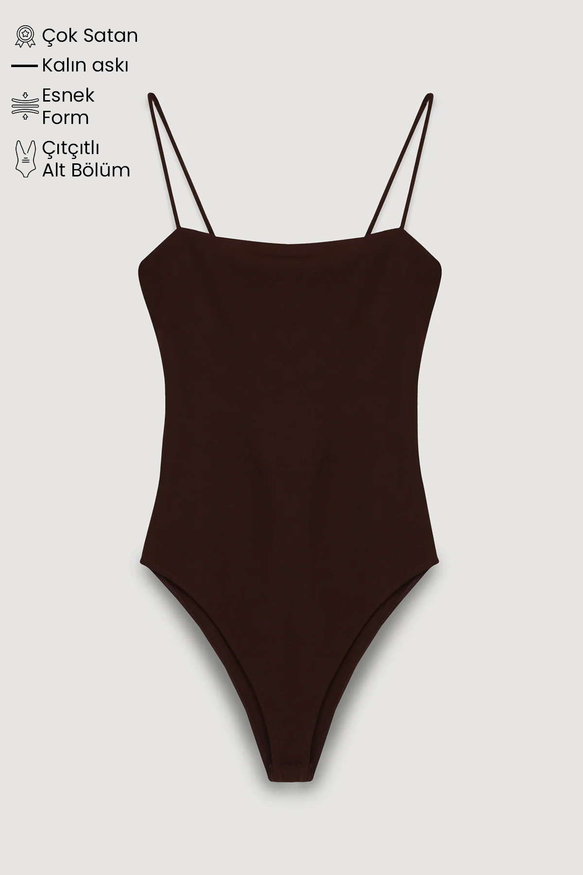 Thin Strap Bodysuit Dark Brown