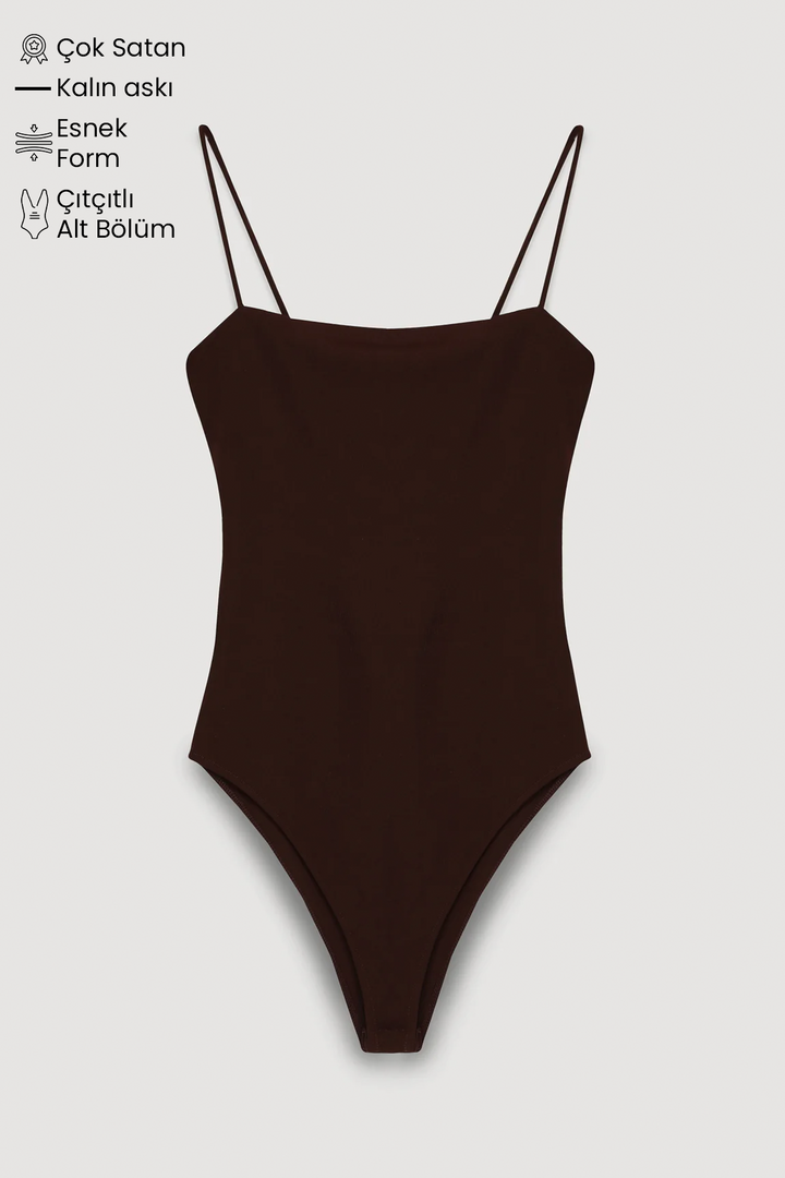 Thin Strap Bodysuit Dark Brown