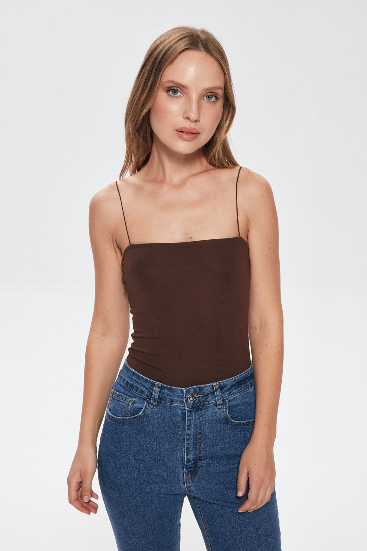 Thin Strap Bodysuit Dark Brown