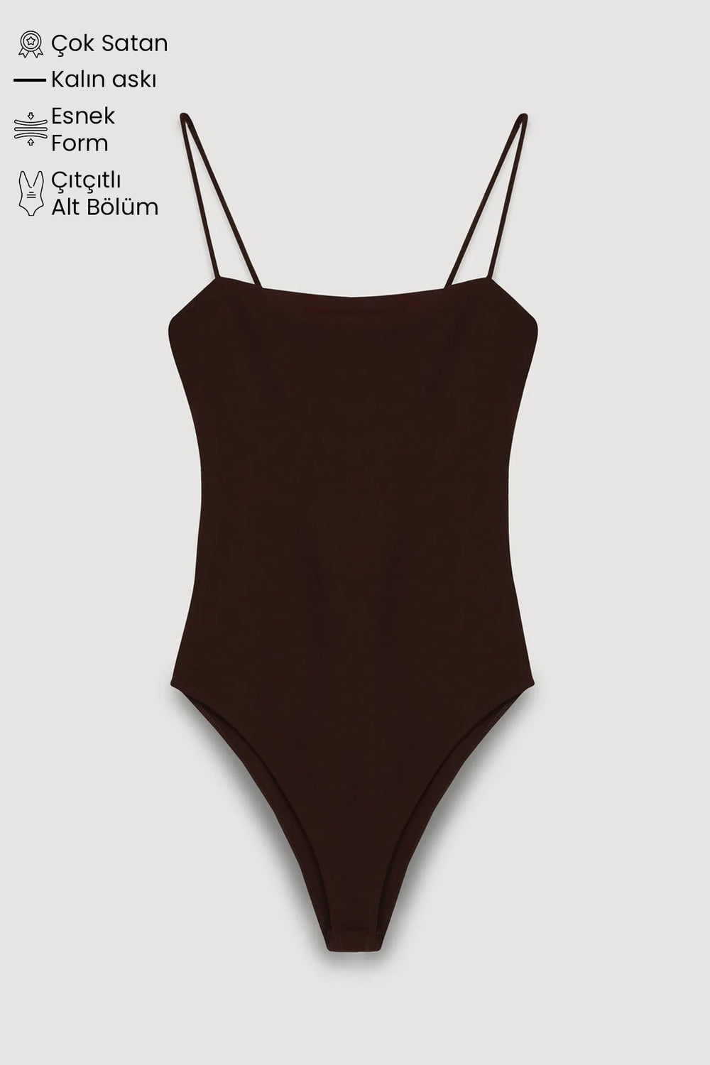 Thin Strap Bodysuit Dark Brown