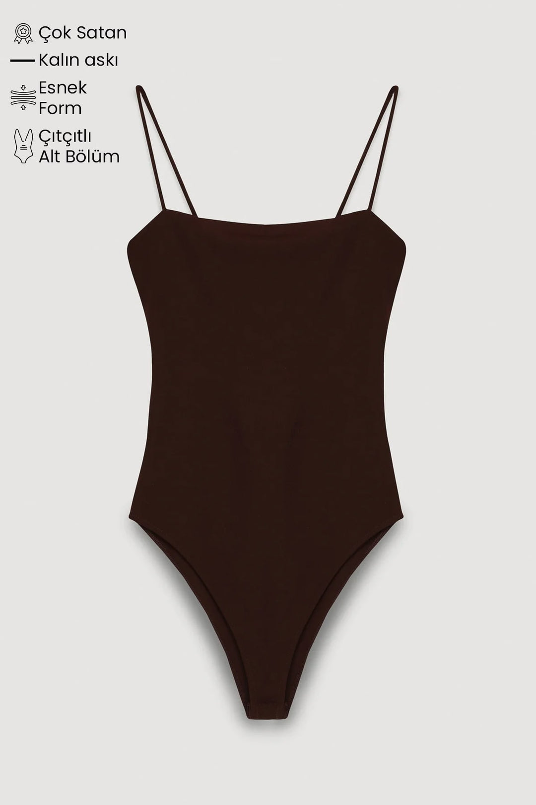 Thin Strap Bodysuit Dark Brown
