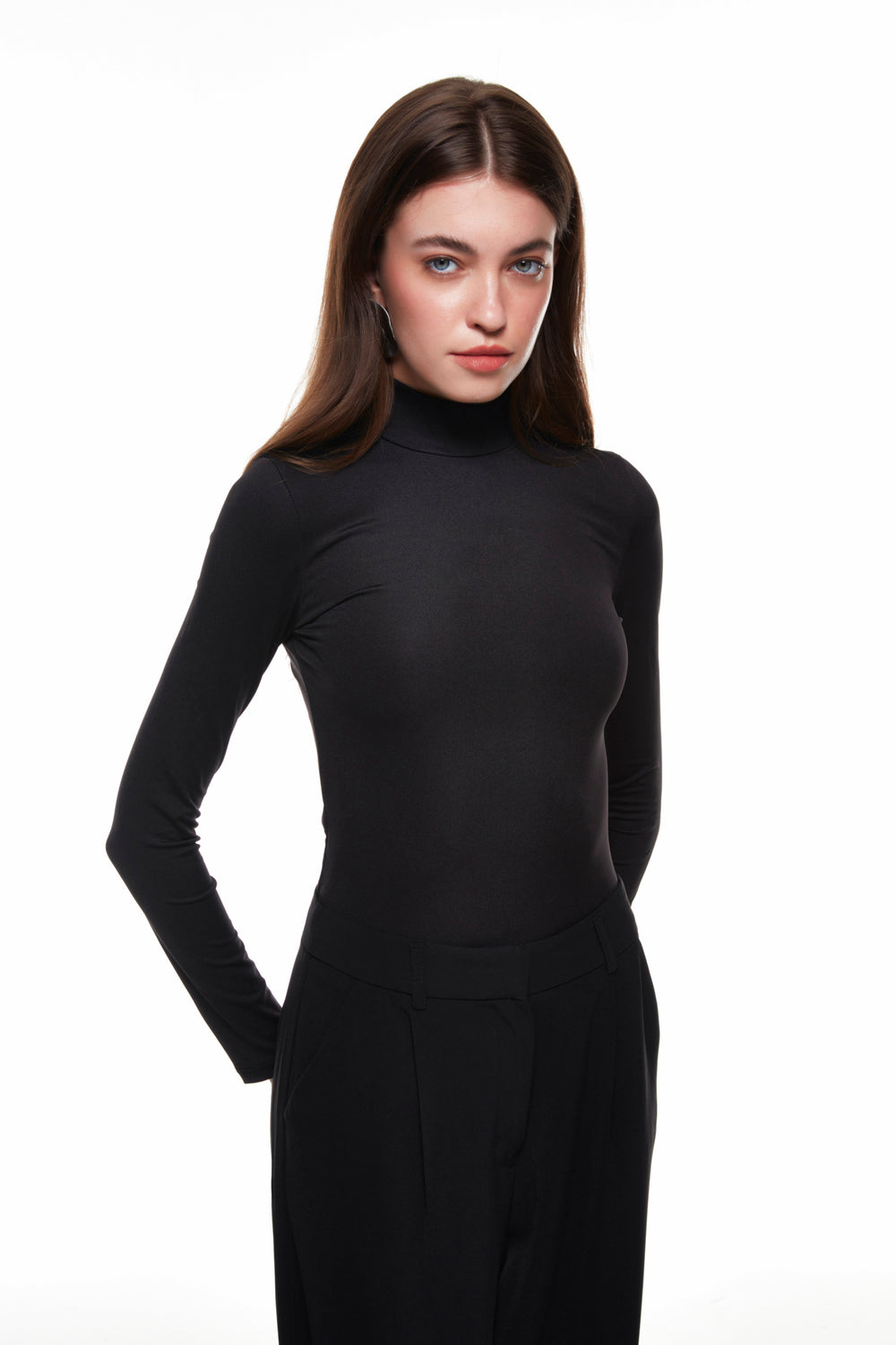 Balıkçı Yaka Bodysuit Siyah