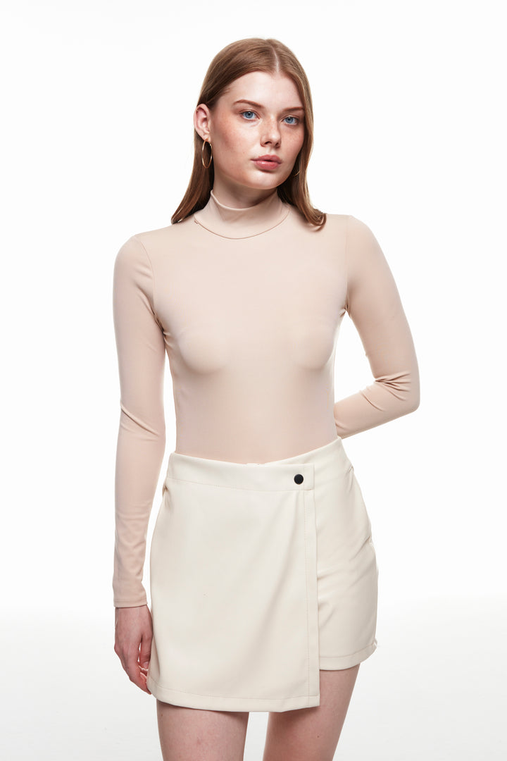 Turtleneck Bodysuit Beige