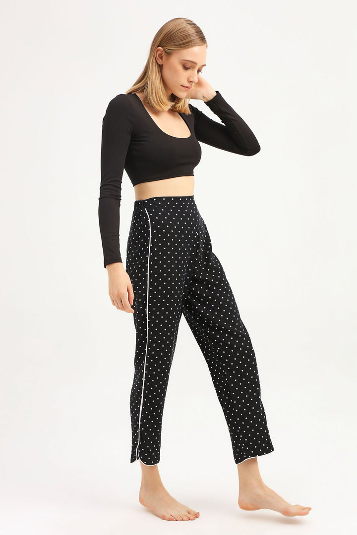 Puantiyeli Pijama Altı Siyah