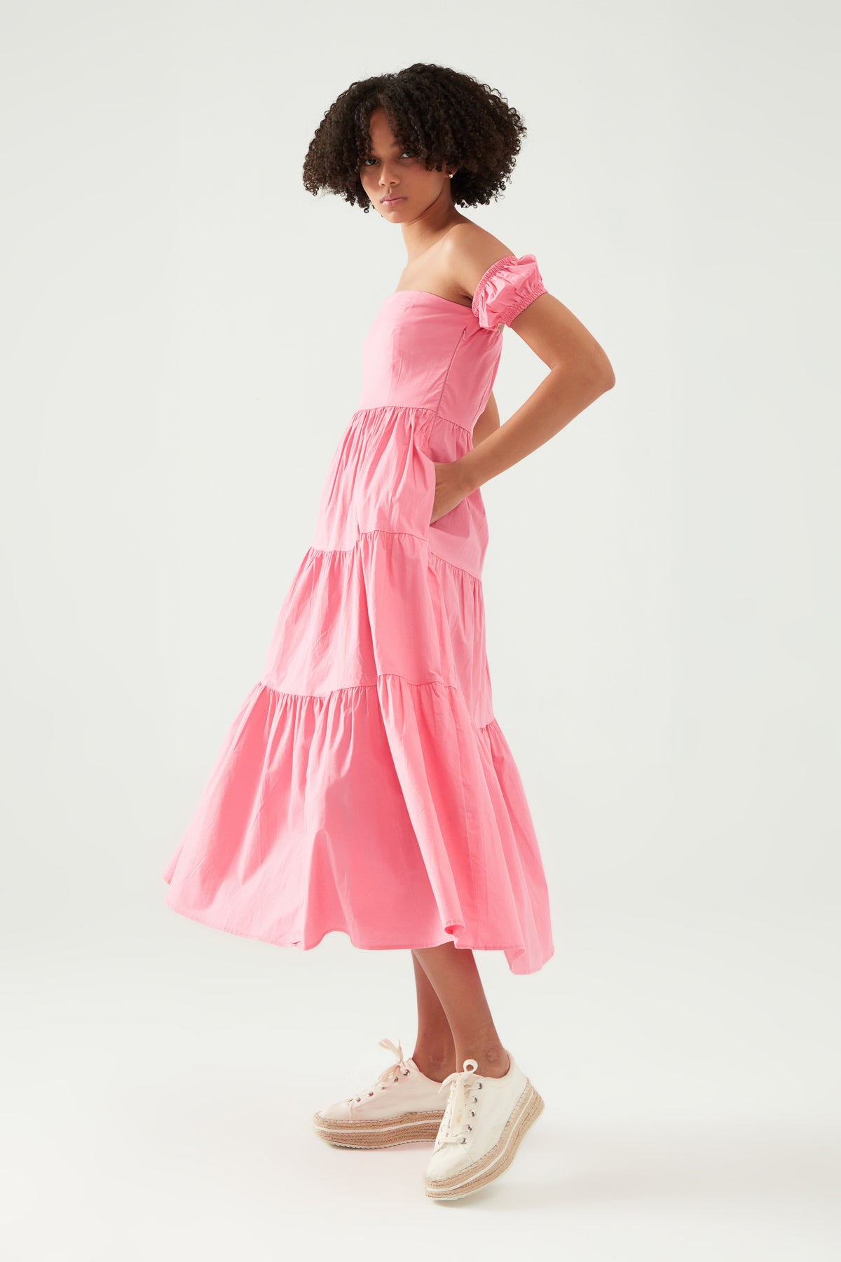 Off Shoulder Dress Candy Pink