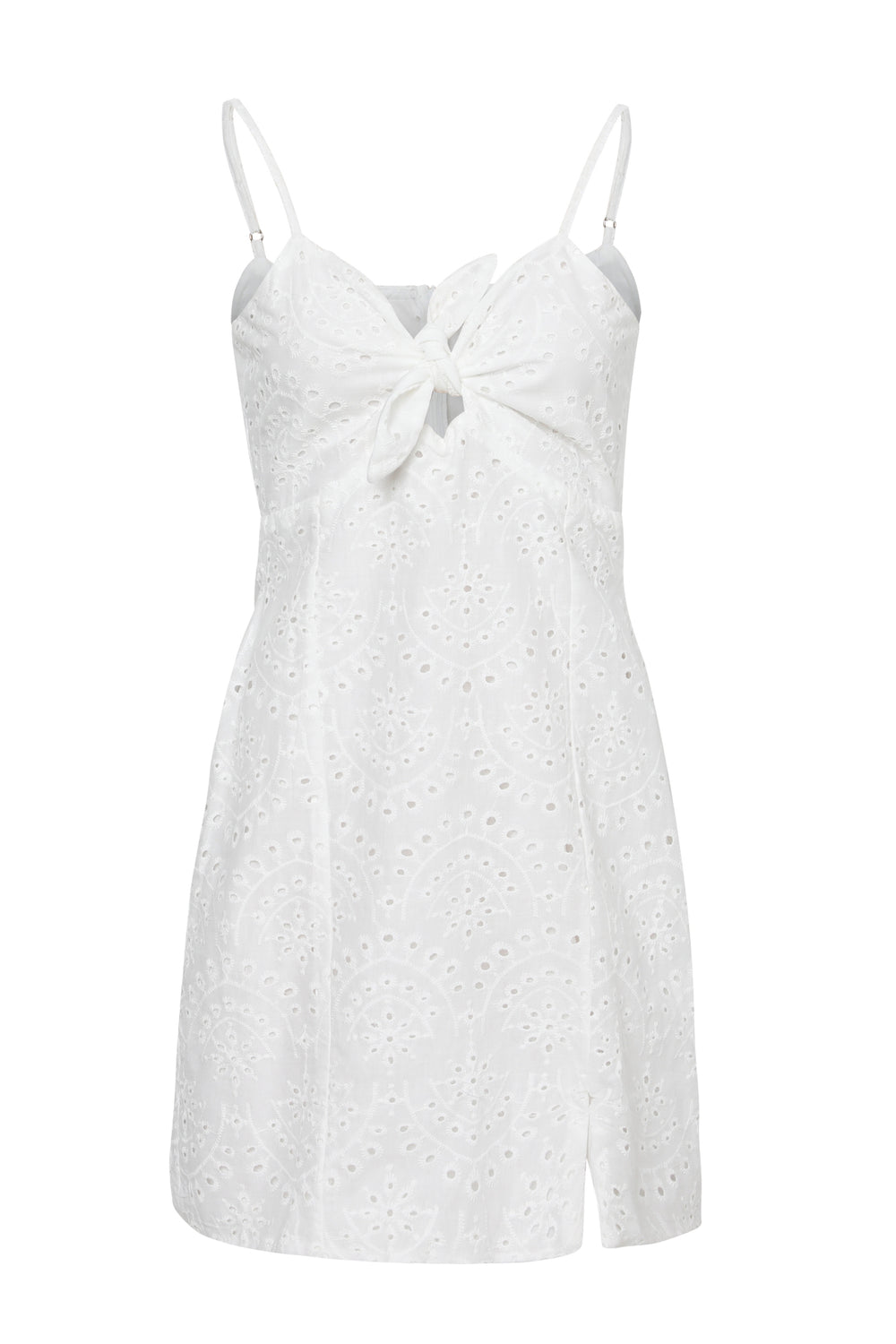 Knot Detailed Strap Mini Dress White