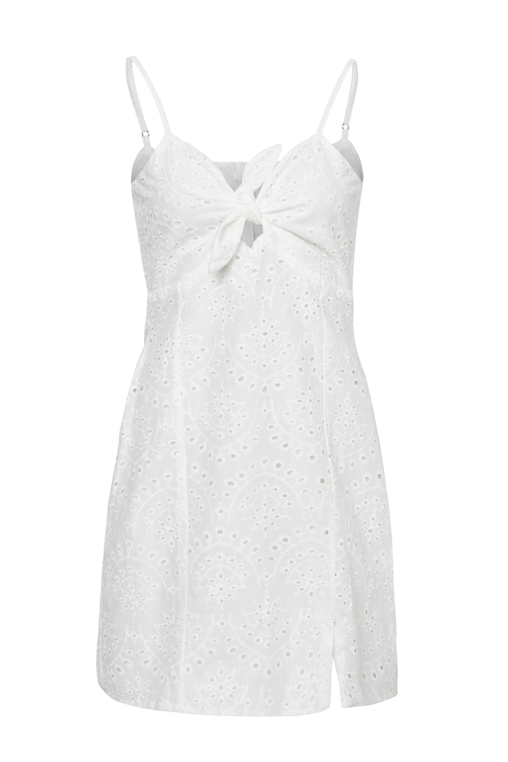Knot Detailed Strap Mini Dress White