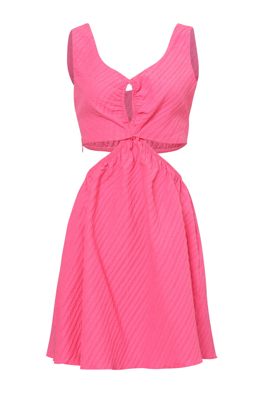 Cut Out V-Neck Dress Candy Pink