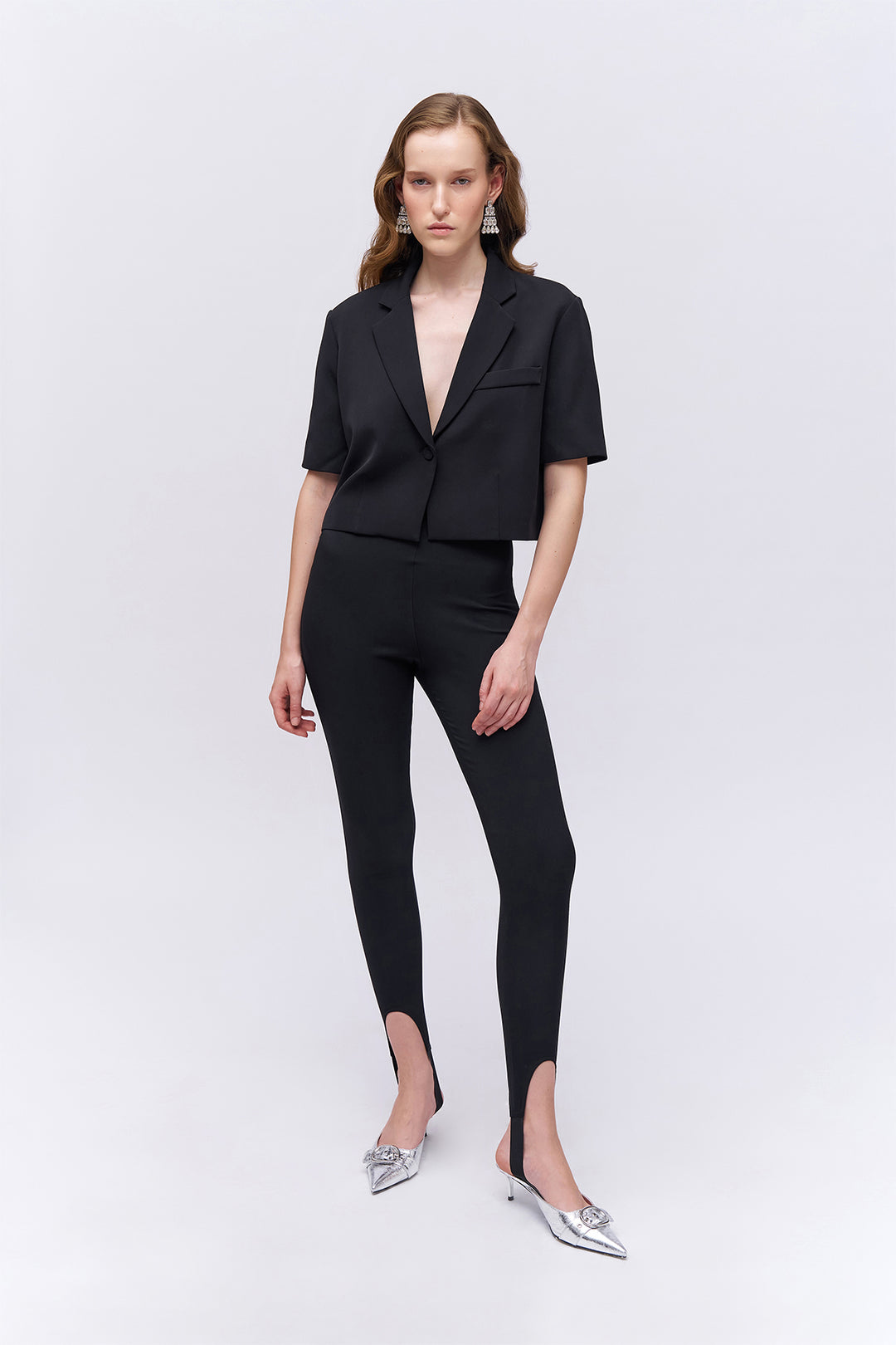 Ayak Bantlı Yüksel Bel Tayt Siyah