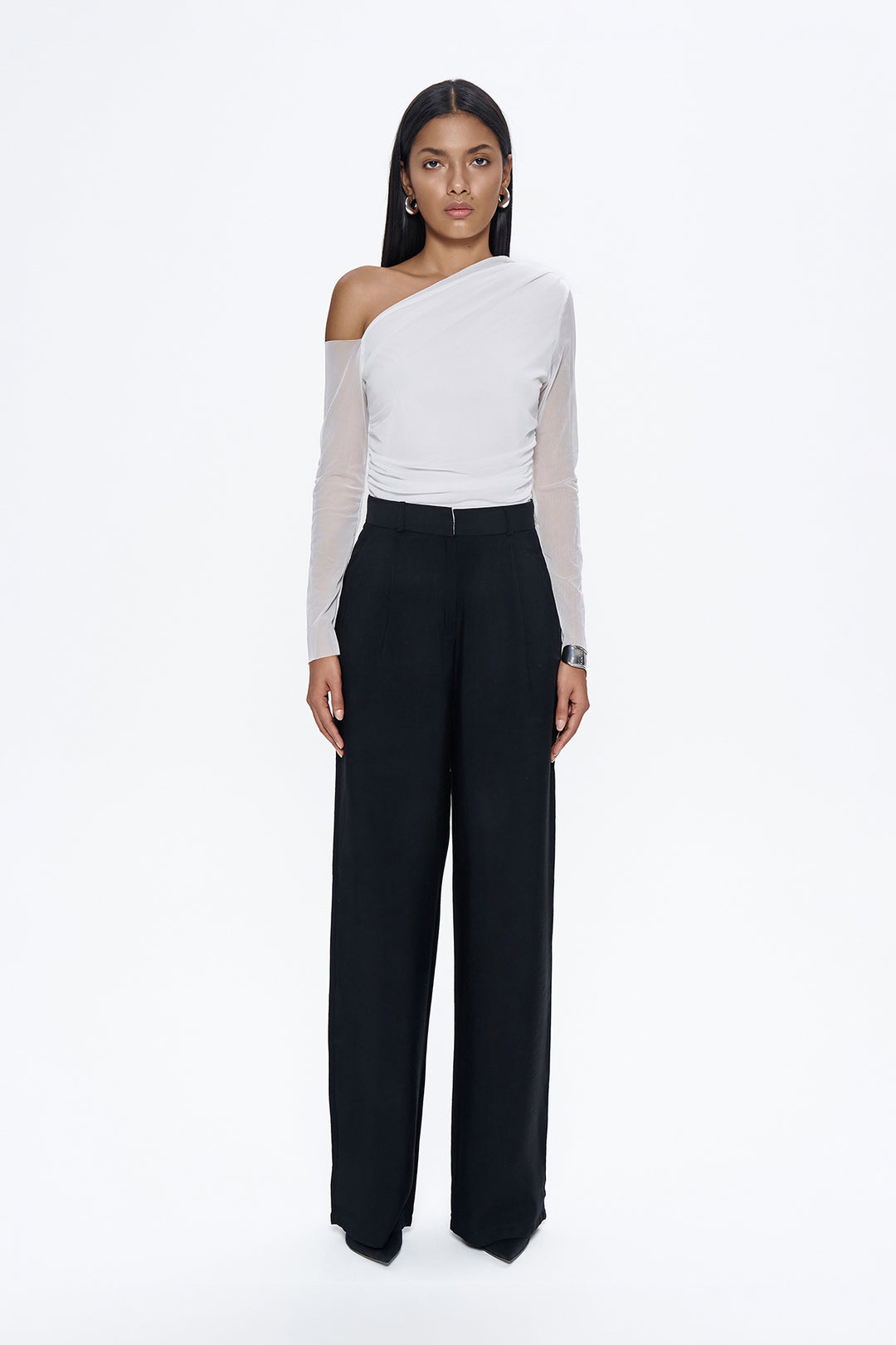 Yüksel Waist Wide Leg Trousers Black