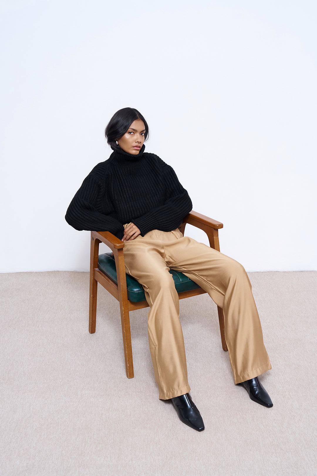 Yüksel Waist Wide Leg Pants Camel