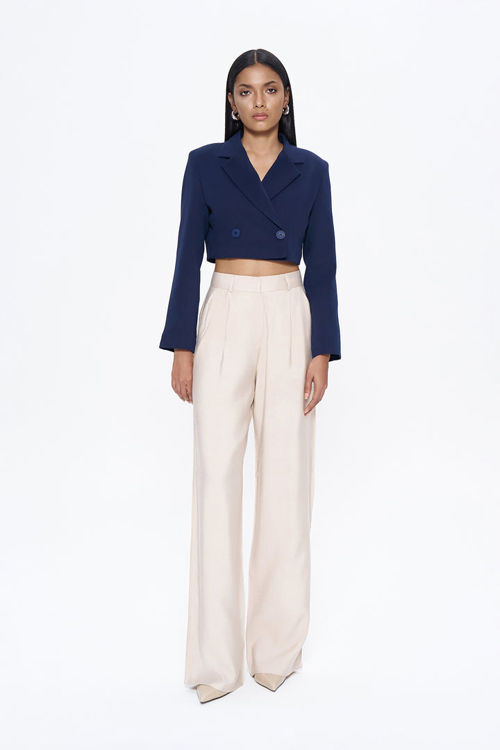 Yüksel Waist Wide Leg Trousers Stone