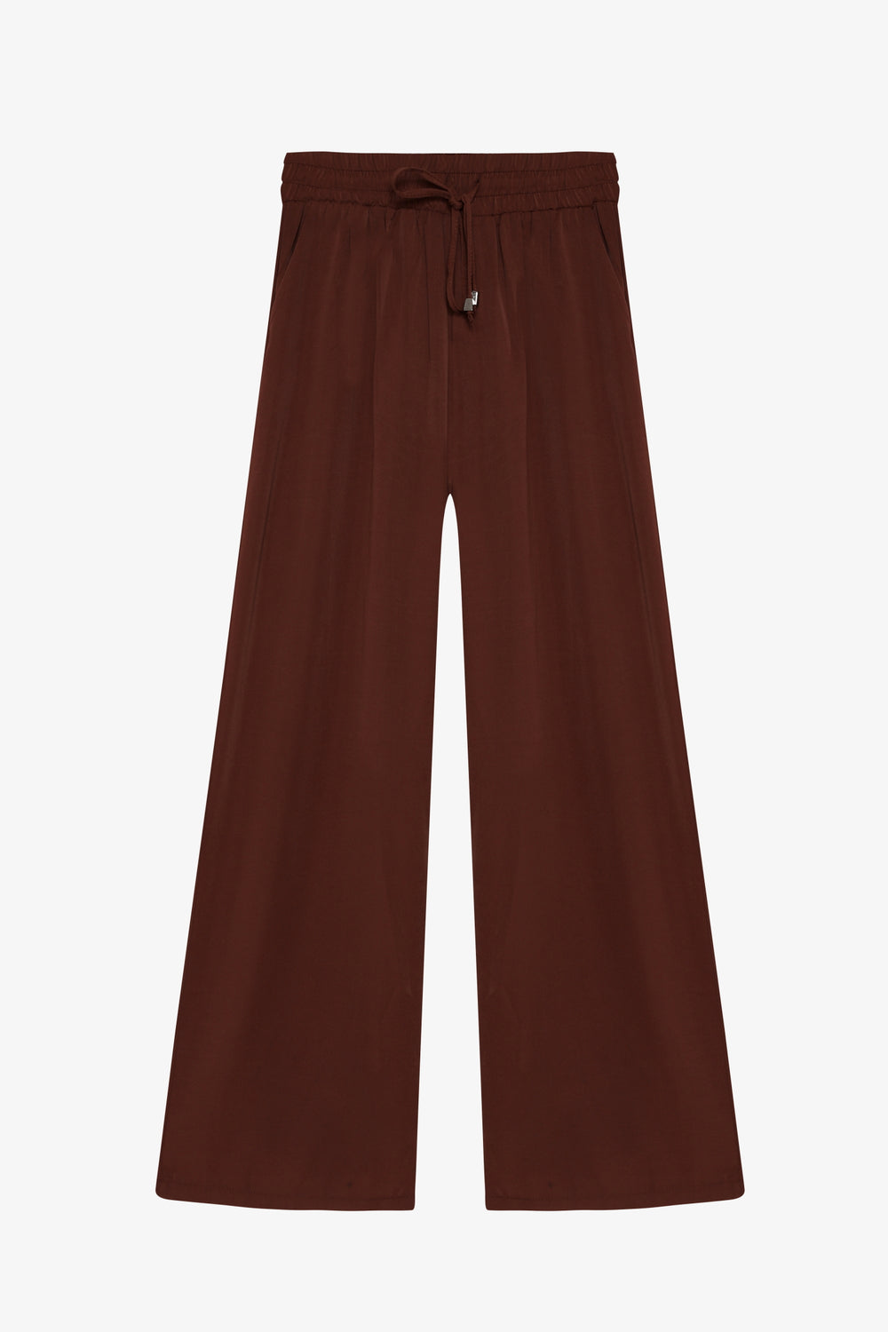 Beli Lastikli Bol Paça Pantolon Kahverengi