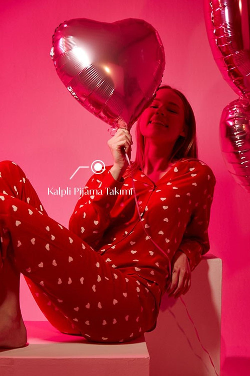 Kalpli Pijama Takımı Kırmızı