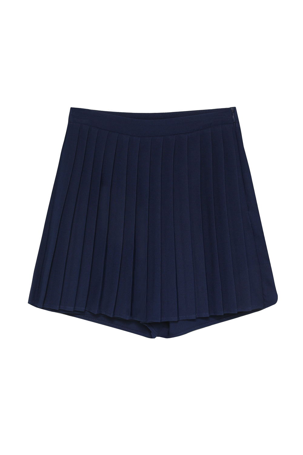 Pleated Short Skirt Navy Blue