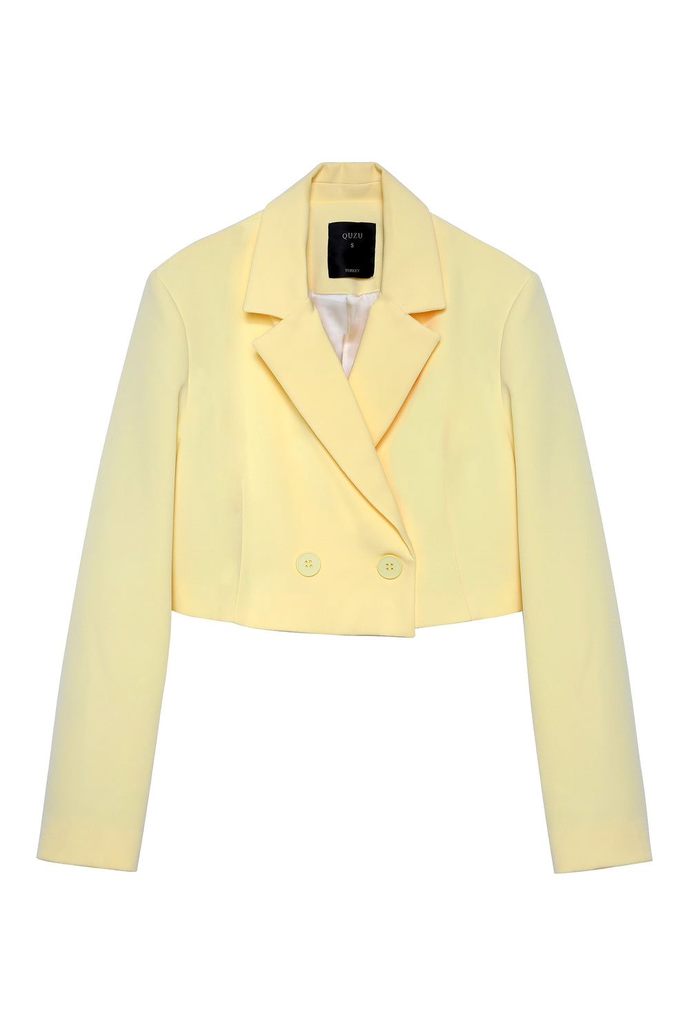 Kruvaze Crop Blazer Ceket Sarı