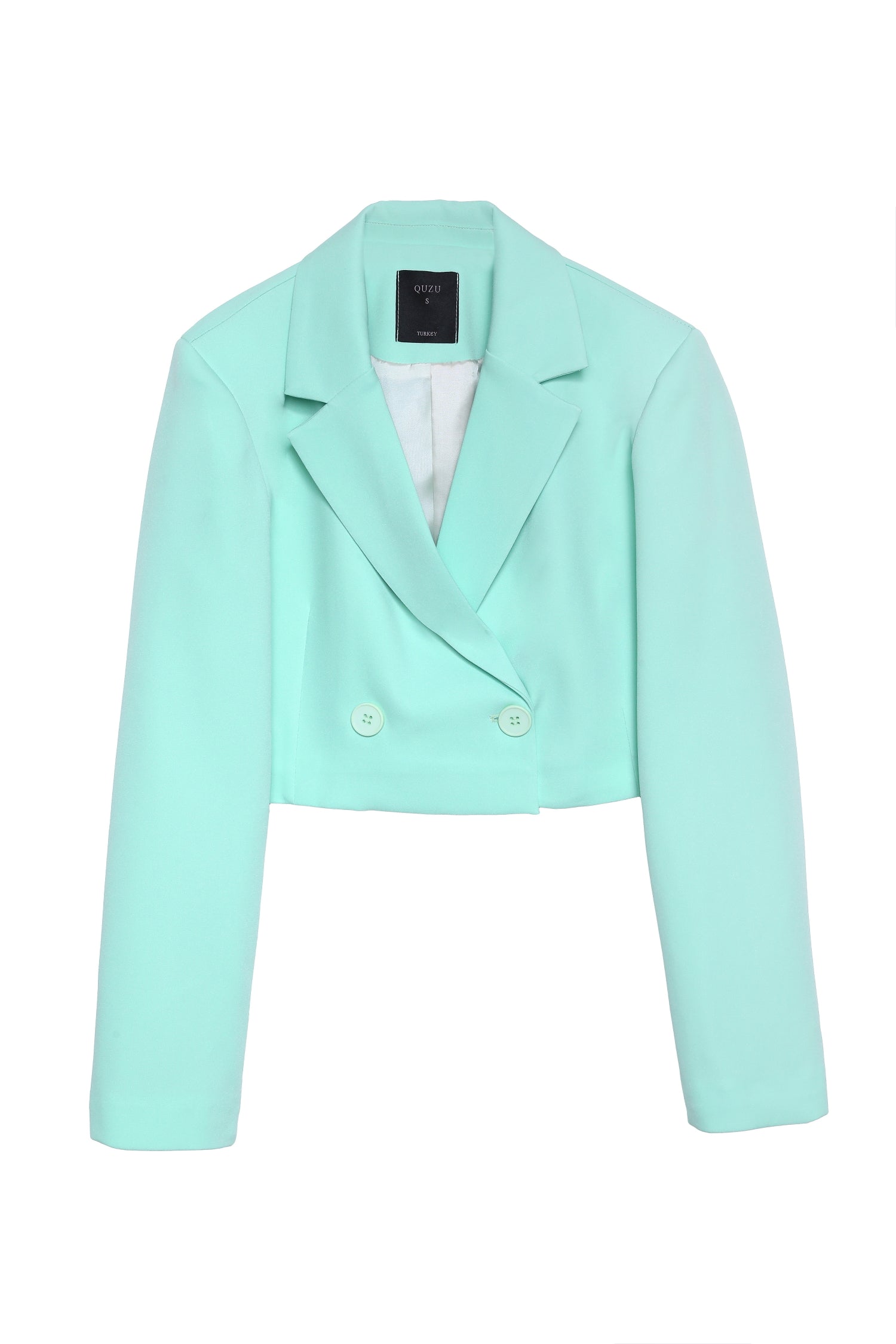 Kruvaze Crop Blazer Ceket Mint