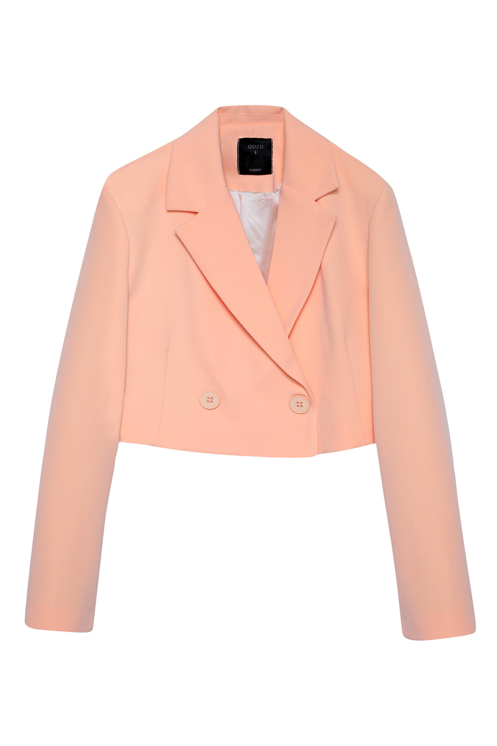 Kruvaze Crop Blazer Ceket Somon