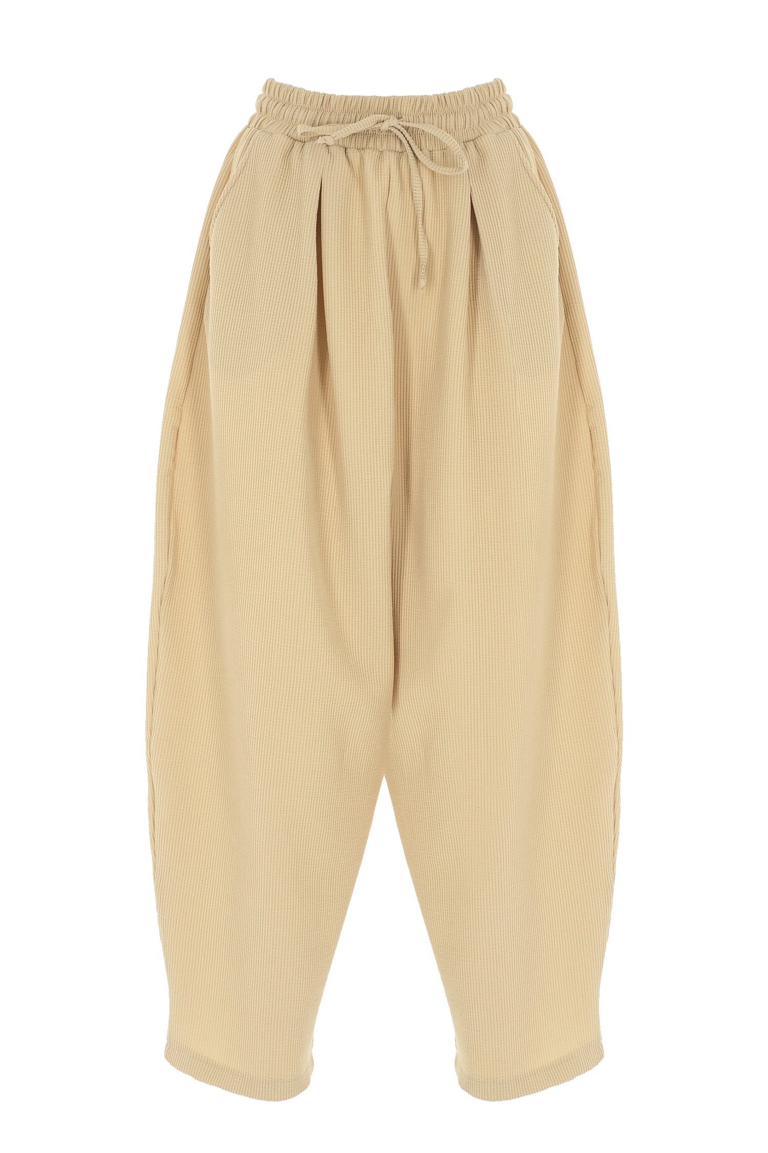 Elastic Waist Trousers Beige