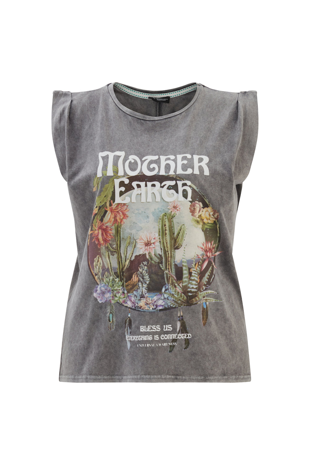 Printed Sleeveless T-Shirt Anthracite