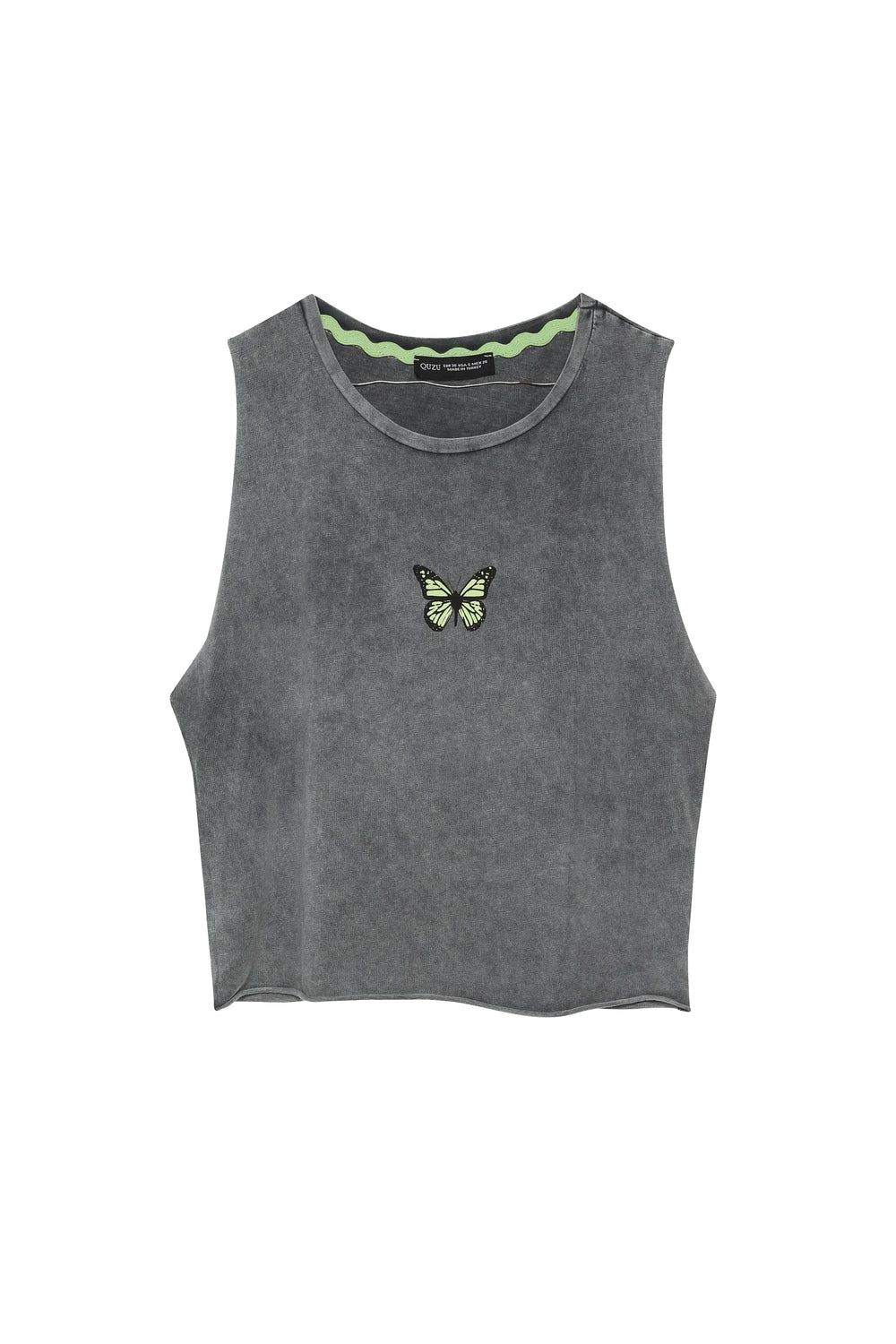 Butterfly Printed Sleeveless T-Shirt Anthracite