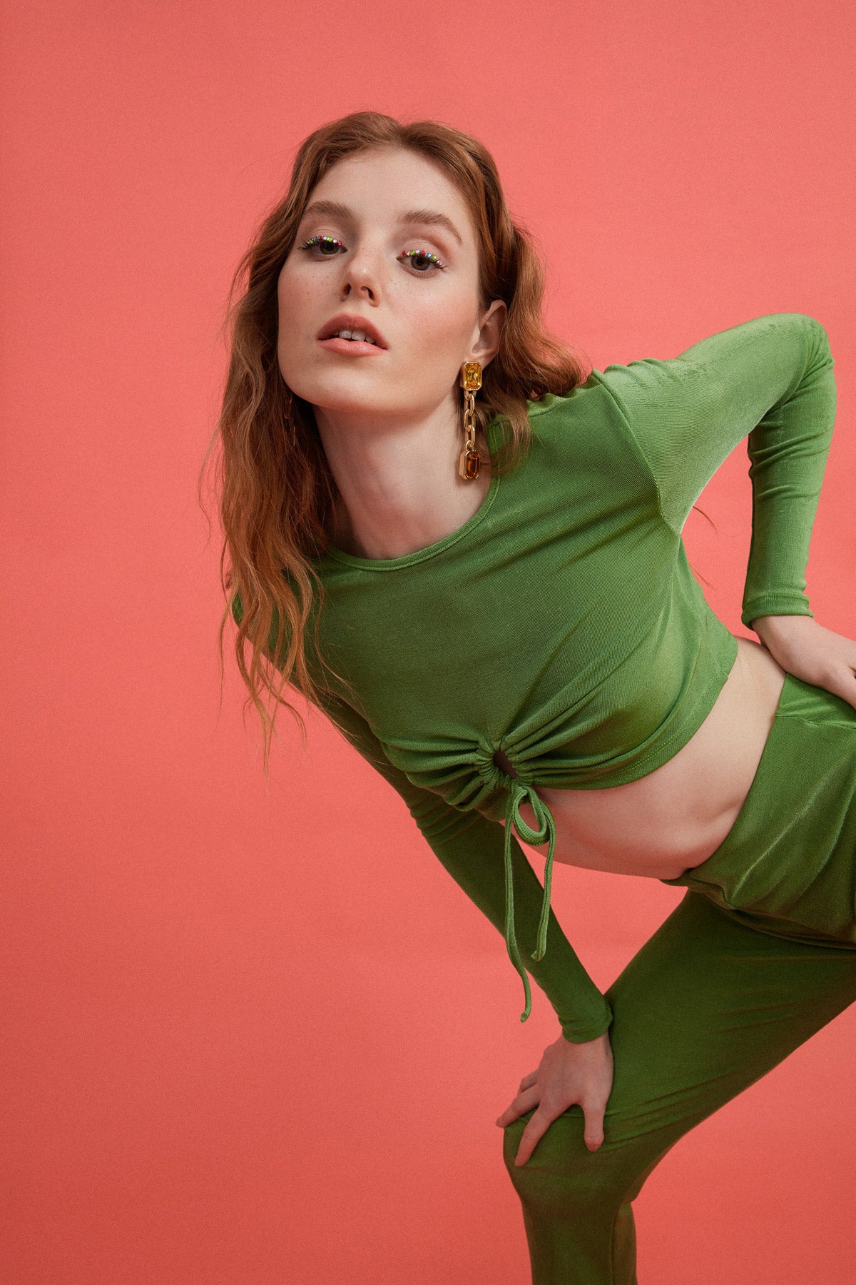 Decollete Detailed Crop Blouse Green