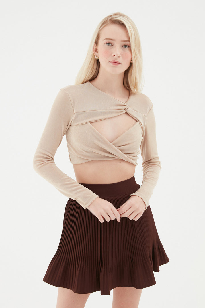 Düğüm Detaylı Crop Bluz Taş